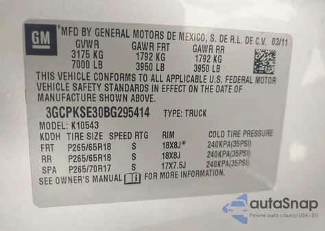 2011 Chevrolet Silverado 1500 Lt from USA, damaged, VIN 3GCPKSE30BG295414